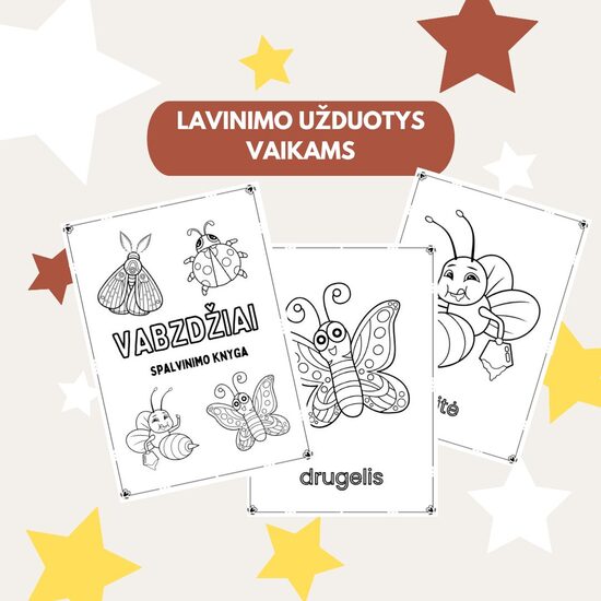 Spalvinimo knyga vaikams - VABZDŽIAI (PDF)